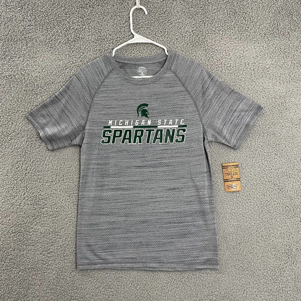 Michigan State Spartans Shirt Men S‎ Gray Short Sleeve Performance Tee NWT
